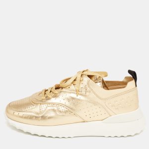 Tod's Drilled Metallic Size 39.5 Gold Leather Lace Up Sneakers, Athletic Shoes & Sneakers - Luxury Closet