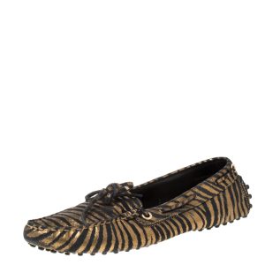 Tod's Black And Metallic Gold Leather Bow Loafers Size 38.5, Loafers & Slip-Ons - Luxury Closet catalog