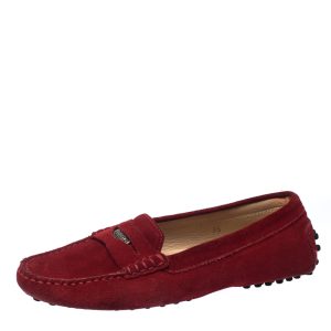 Tod's Red Suede Leather Penny Slip On Loafers Size 35, Loafers & Slip-Ons - Luxury Closet catalog