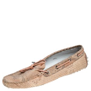 Tod's Beige Python Leather Gommino Loafers Size 38.5, Loafers & Slip-Ons - Luxury Closet catalog