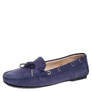 Tod`s Purple Nububk Leather Bow Gommino Loafers Size 38.5, Loafers & Slip-Ons - Luxury Closet catalog
