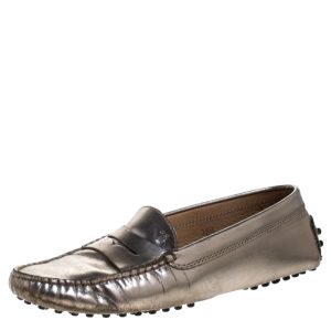 Tod's Metallic Leather Penny Loafers Size 36.5, Loafers & Slip-Ons - Luxury Closet catalog