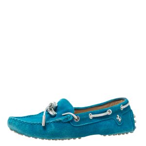 Tod's For Ferrari Teal Blue Suede Bow Loafers Size 35.5, Loafers & Slip-Ons - Luxury Closet catalog