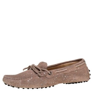 Tod's Pink Suede And Silver Paint Spot Bow Loafers Size 37.5, Loafers & Slip-Ons - Luxury Closet catalog