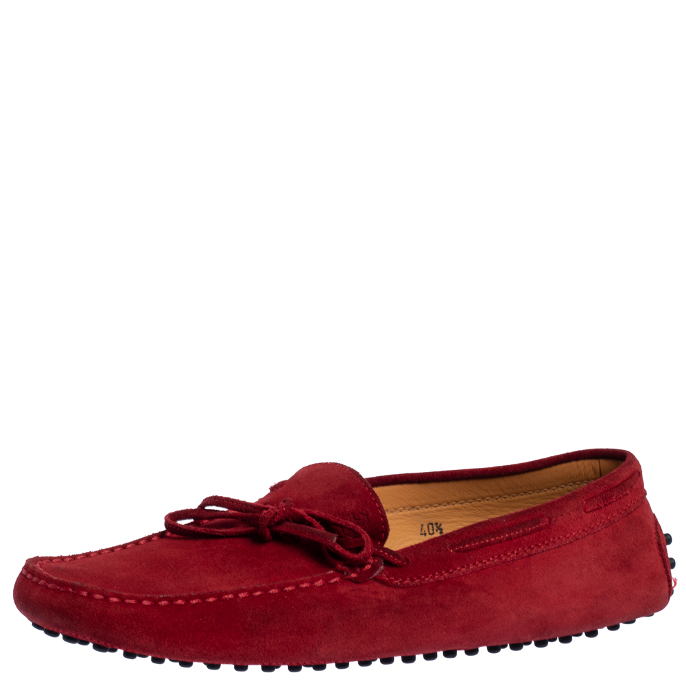 Tod's For Ferrari Red Suede Bow Slip On Loafers Size 40.5, Loafers & Slip-Ons - Luxury Closet catalog