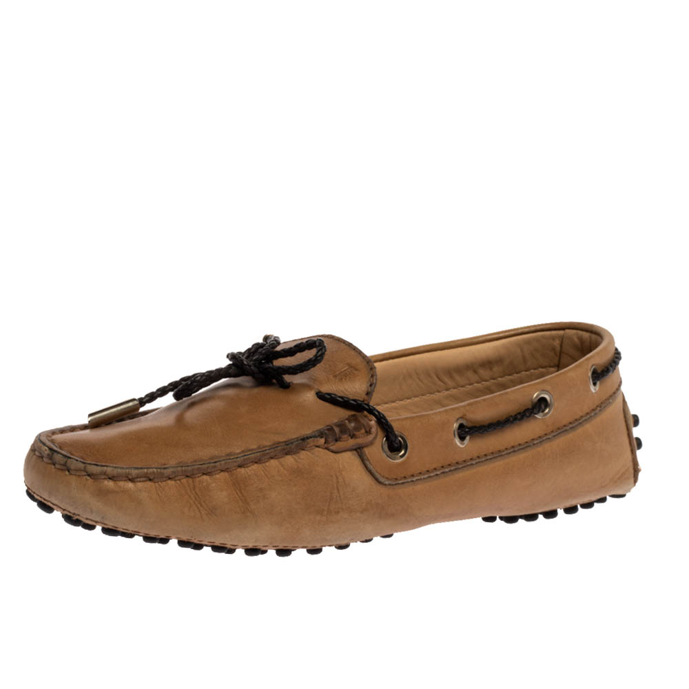 Tod's Tan Leather Braided Cord Bow Loafers Size 36.5, Loafers & Slip-Ons - Luxury Closet catalog