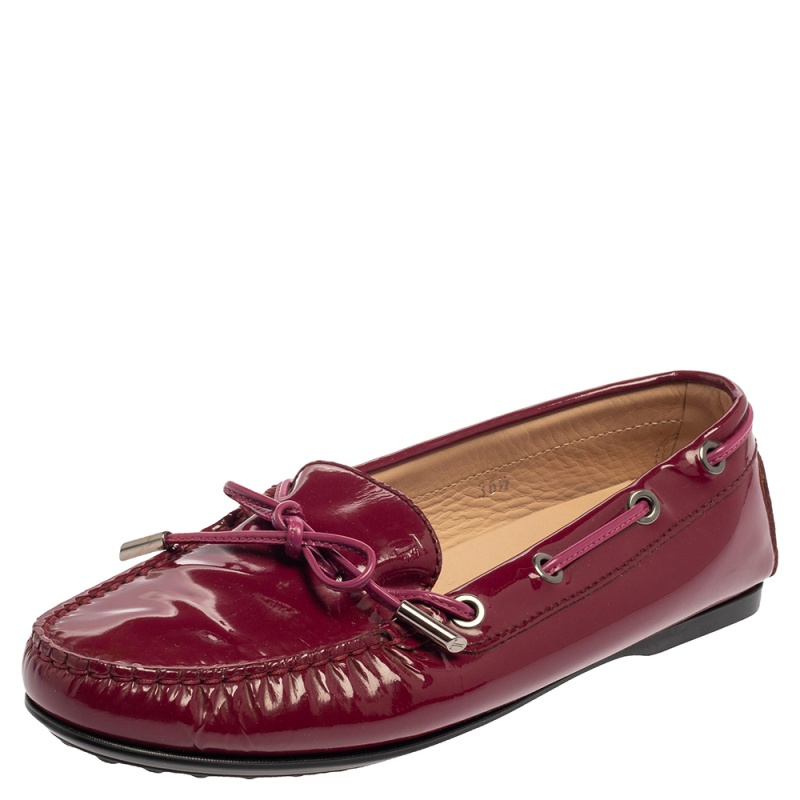 Tod's Pink Patent Leather Bow Loafers Size 36.5, Loafers & Slip-Ons - Luxury Closet catalog