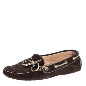Tod's Brown Suede Bow Slip On Loafers Size 38, Loafers & Slip-Ons - Luxury Closet catalog