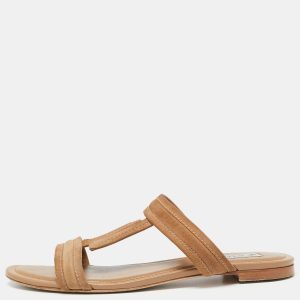 Tod's Brown Suede  Flat Sandals Size 40, Sandals - Luxury Closet