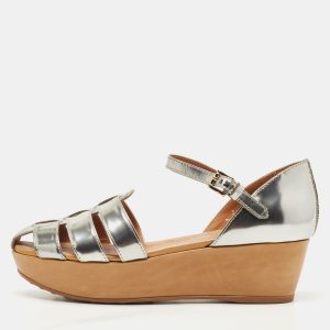 Tod's Silver Leather Platform Sandals Size 38, Sandals - Luxury Closet