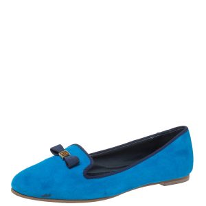 Tory Burch Blue Suede Leather Bow Slip On Loafers Size 38, Loafers & Slip-Ons - Luxury Closet catalog