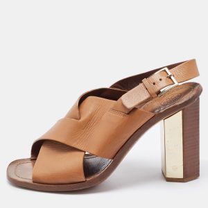 Tory Burch Brown Leather Slingback Sandals Size 38, Sandals - Luxury Closet