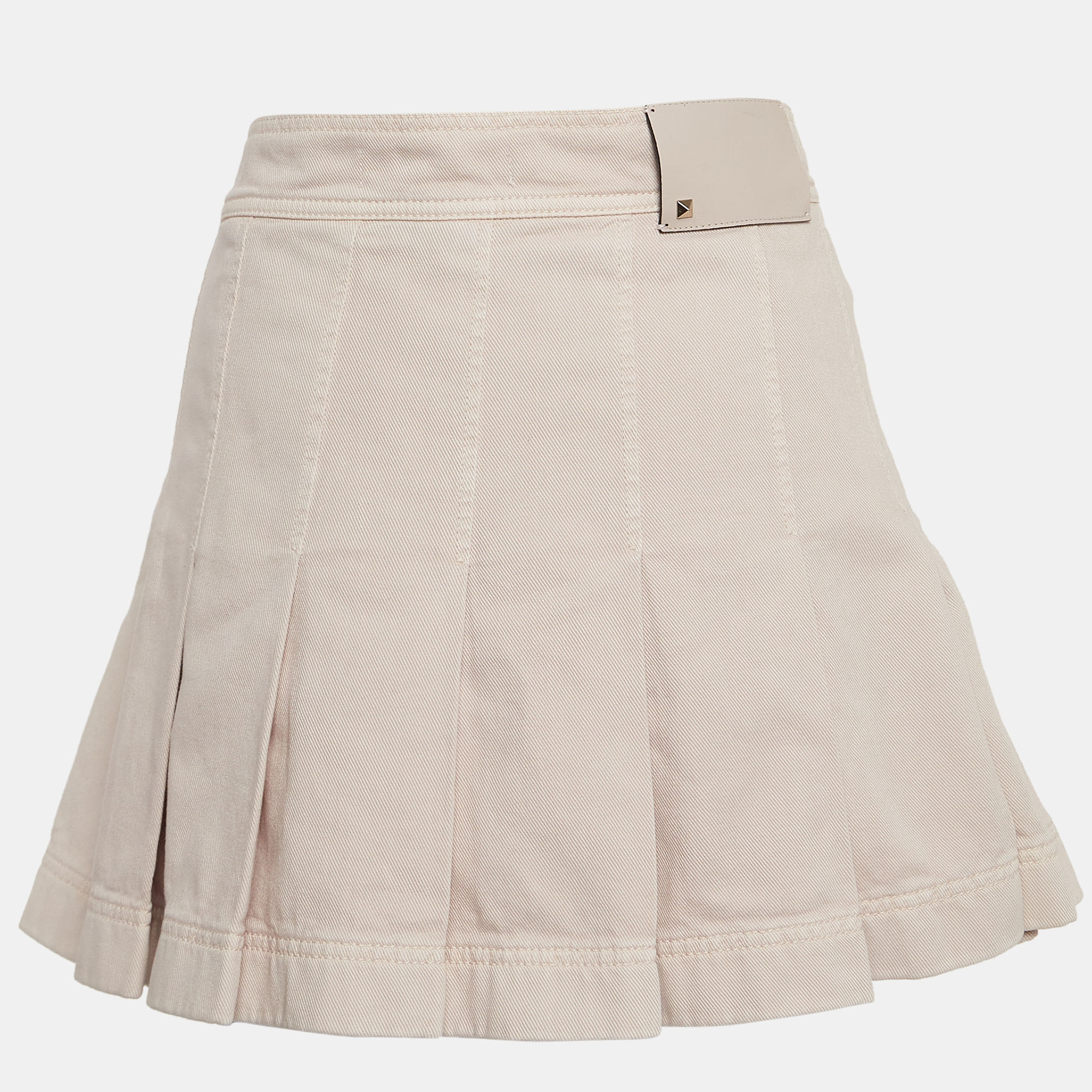 Valentino Pink Denim Pleated Mini Skirt M, Skirts - Luxury Closet catalog