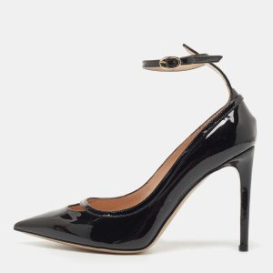 Valentino Black Patent Leather Ankle Cuff Pointed Toe Pumps Size 37, Pumps - Luxury Closet catalog
