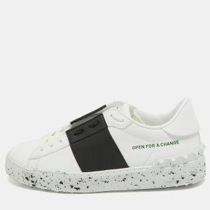 Valentino White/Black Leather Open Sneakers Size 36, Athletic Shoes & Sneakers - Luxury Closet