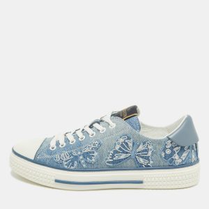 Valentino Navy Blue/White Denim and Leather Butterfly Low Top Sneakers Size 40, Athletic Shoes & Sneakers - Luxury Closet