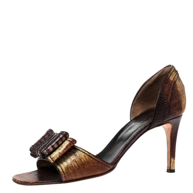 Valentino Two Tone Lizard Leather D'Orsay Bow Sandals Size 39, Sandals - Luxury Closet catalog