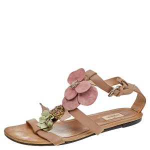 Valentino Brown Leather Ankle Strap Sandals Size 39, Sandals - Luxury Closet