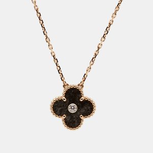 Van Cleef & Arpels Vintage Alhambra Obsidian Diamond 18k Rose Gold 2023 Holiday Pendant Necklace, Necklaces - Luxury Closet catalog