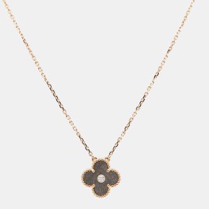 Van Cleef & Arpels Vintage Alhambra Obsidian DIamond 18k Rose Gold 2023 Holiday Necklace, Necklaces - Luxury Closet catalog