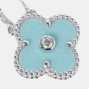 Van Cleef & Arpels Limited Edition Vintage Alhambra 18K White Gold Diamond Sèvres Porcelain Necklace, Necklaces - Luxury Closet catalog