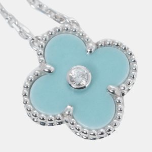 Van Cleef & Arpels Vintage Alhambra Limited Edition 18K White Gold Diamond Sèvres Porcelain Necklace, Necklaces - Luxury Closet catalog