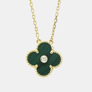 Van Cleef & Arpels 18K Yellow Gold, Malachite and Diamond  Vintage Alhambra Pendant Necklace, Necklaces - Luxury Closet catalog