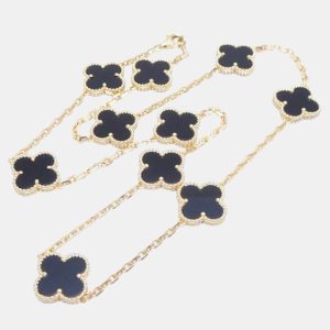 Van Cleef & Arpels 18K Yellow Gold and Onyx Vintage Alhambra Necklace, Necklaces - Luxury Closet catalog
