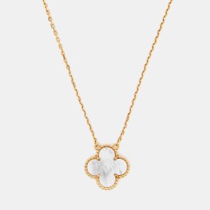 Van Cleef & Arpels Vintage Alhambra Mother of Pearl 18k Yellow Gold Pendant Necklace, Necklaces - Luxury Closet catalog