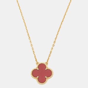 Van Cleef & Arpels Vintage Alhambra Carnelian 18k Yellow Gold Necklace, Necklaces - Luxury Closet catalog