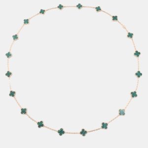 Van Cleef & Arpels 18K Yellow Gold and Malachite Vintage Alhambra 20 Motif Necklace, Necklaces - Luxury Closet catalog