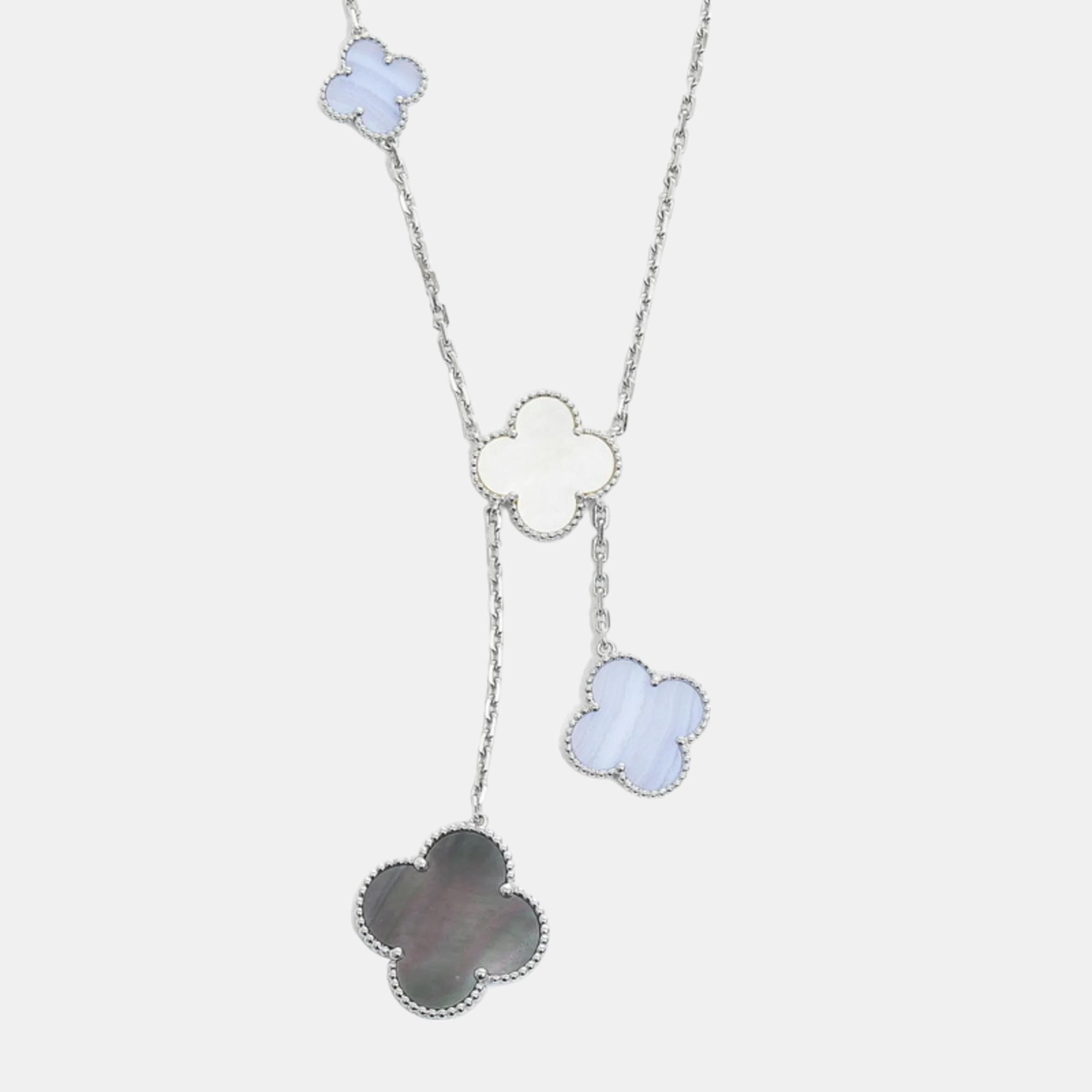 Van Cleef & Arpels 18K White Gold, Mother of Pearl 6 Motif Magic Alhambra Necklace, Necklaces - Luxury Closet catalog