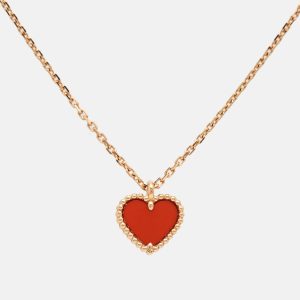 Van Cleef & Arpels Sweet Alhambra Carnelian 18K Rose Gold Heart Pendant Necklace, Necklaces - Luxury Closet catalog