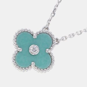 Van Cleef & Arpels 18K White Gold and Diamond Vintage Alhambra Pendant Necklace, Necklaces - Luxury Closet catalog