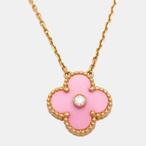Van Cleef & Arpels 18K Rose Gold and Diamond Vintage Alhambra Pendant Necklace, Necklaces - Luxury Closet catalog