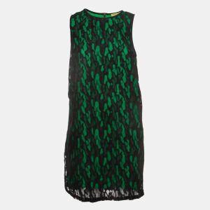 Versace Jeans Black/Green Lace Overlay Sleeveless Short Dress M, Dresses - Luxury Closet catalog