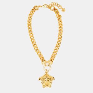 Versace Medusa Crystal Gold Tone Necklace, Jewelry - Luxury Closet catalog