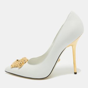 Versace White Leather Medusa Pointed Toe Pumps Size 40.5, Pumps - Luxury Closet catalog