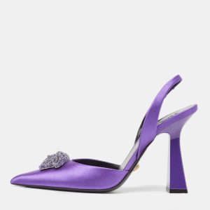 Versace Purple Satin Medusa Slingback Pumps Size 39, Pumps - Luxury Closet catalog
