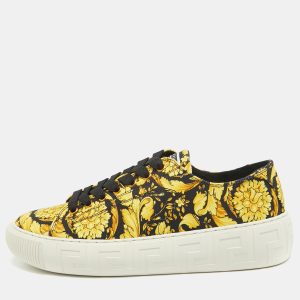 Versace Yellow/Black Canvas Baroccoo Lace Up Sneakers Size 40, Athletic Shoes & Sneakers - Luxury Closet