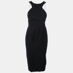 Victoria Beckham Black Crepe Contrast Strap Detail Sleeveless Dress L, Dresses - Luxury Closet