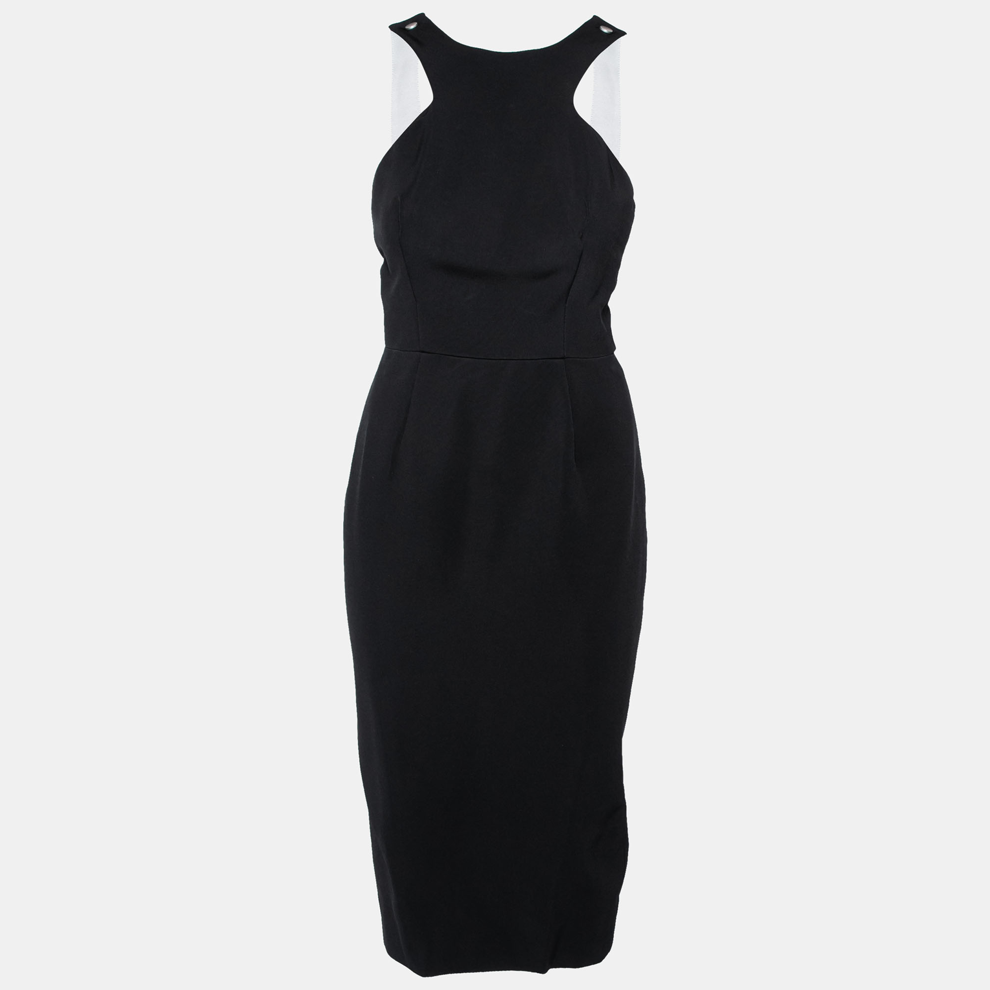 Victoria Beckham Black Crepe Contrast Strap Detail Sleeveless Dress L, Dresses - Luxury Closet
