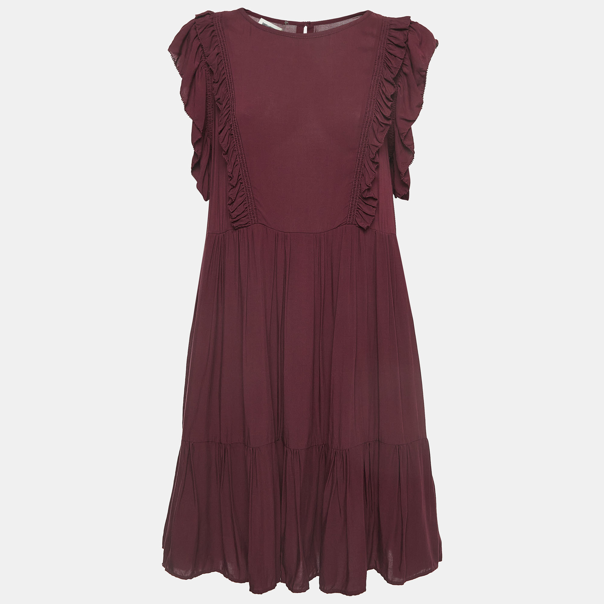 Zadig & Voltaire Purple Viscose Ruffled Mini Dress S, Dresses - Luxury Closet catalog