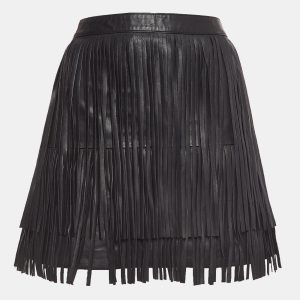 Zadig & Voltaire Black Fringed Leather Mini Skirt M, Skirts - Luxury Closet catalog