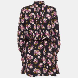 Zadig & Voltaire Black Floral Printed Silk Pleated Mini Dress L, Dresses - Luxury Closet catalog