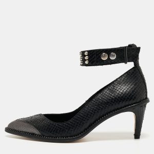 Zadig & Voltaire Black Python Embossed Leather Animal Print Pumps Size 36, Pumps - Luxury Closet