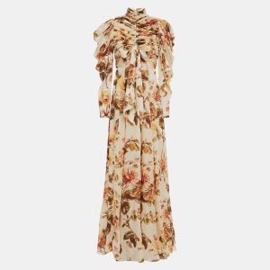 Zimmermann Cream Printed Ruched Silk Gown M, Dresses - Luxury Closet catalog