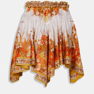 Zimmermann Orange Peacock Print Silk Mini Skirt L (SIZE 3), Skirts - Luxury Closet catalog