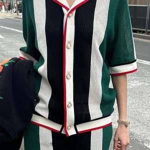 Loose Lapel Collar Color Block Urban Half Sleeve Blouse, Blouses and Shirts, color:As Picture|size:XXL, Stylewe
