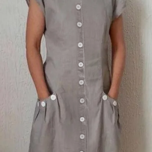 Plain Cotton Casual Loose Dress With No, Midi Dresses, Roselinlin - Online Catalog